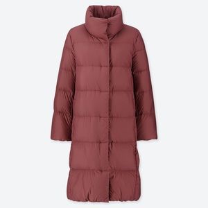 Uniqlo Lightweight Down Stand Collar Coat - XS - Wine Red